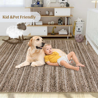 Garvee Modern Brown 2x6 Runner Rug Washable Modern Braided Print Rug Low Pile Kitchen Runner Rug Non Slip Bathroom Throw Rug Ultra-Thin Lightweight Indoor Modern Rug Foldable Rug for Hallway Entrance