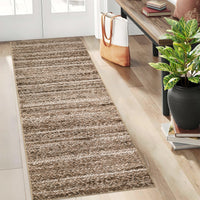 Garvee Modern Brown 2x6 Runner Rug Washable Modern Braided Print Rug Low Pile Kitchen Runner Rug Non Slip Bathroom Throw Rug Ultra-Thin Lightweight Indoor Modern Rug Foldable Rug for Hallway Entrance