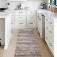 Garvee Modern Grey Camel 2x6 Runner Washable Rug Non Slip Entryway Rug Low Pile Kitchen Rug Bath Rug Hallway Rug Modern Accent Rug Contemporary Faux Woven Indoor Printed Rug for Office Bedroom