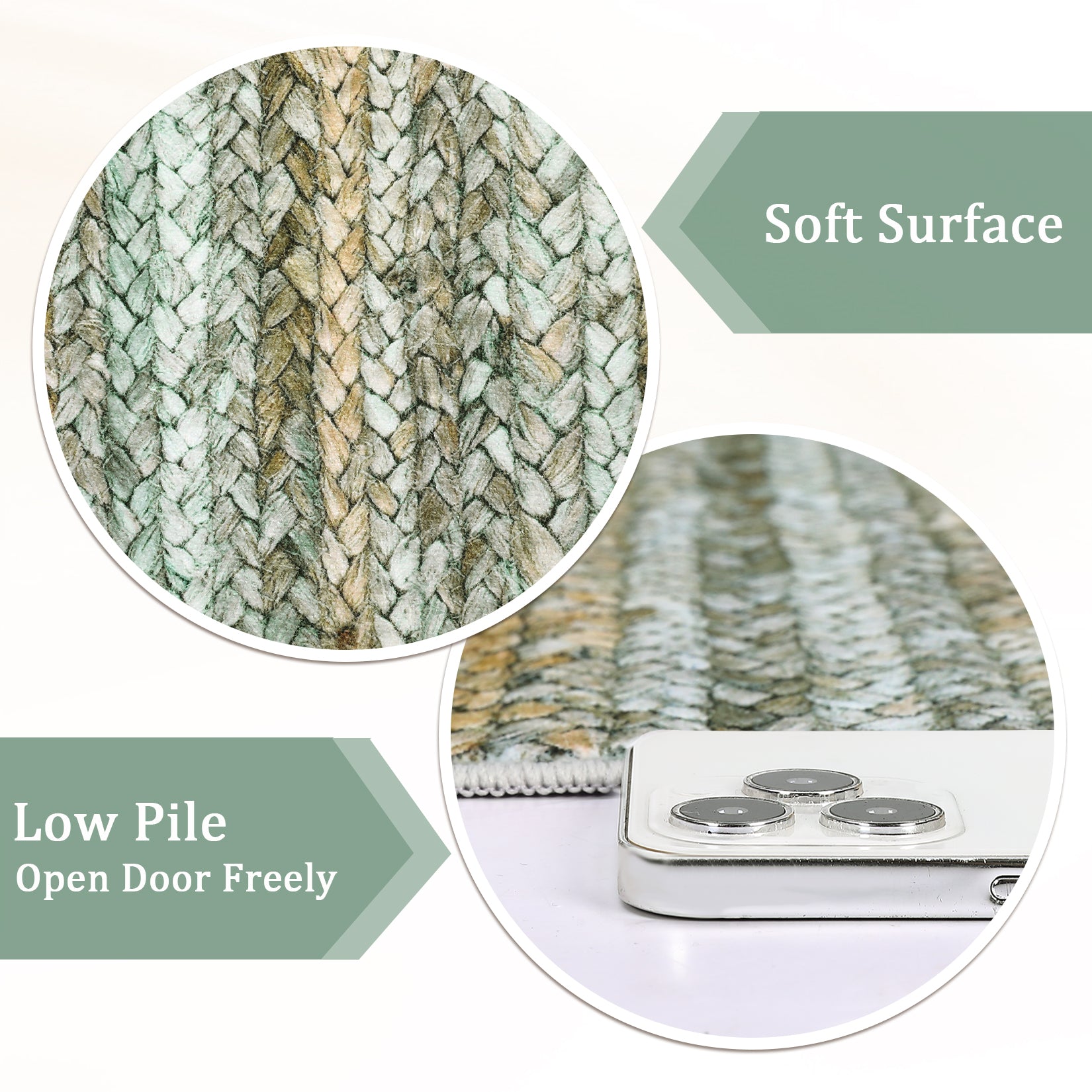 Garvee Modern Green Camel 10x13 Rug Washable Large Area Rug Living Room Rug Non-Slip Soft Bedroom Rug Modern Striped Woven Printed Rug Low Pile Modern Rug Non Shedding Netural Rug Colorful Rug