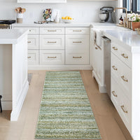 Garvee Modern Green Camel 2x6 Area Rug Washable Runner Rug, Non Slip Kitchen Runner Rug Low Pile Bath Rug Green Rug Non Shedding Hallway Rug Contemporary Accent Rug Braided Print Rug