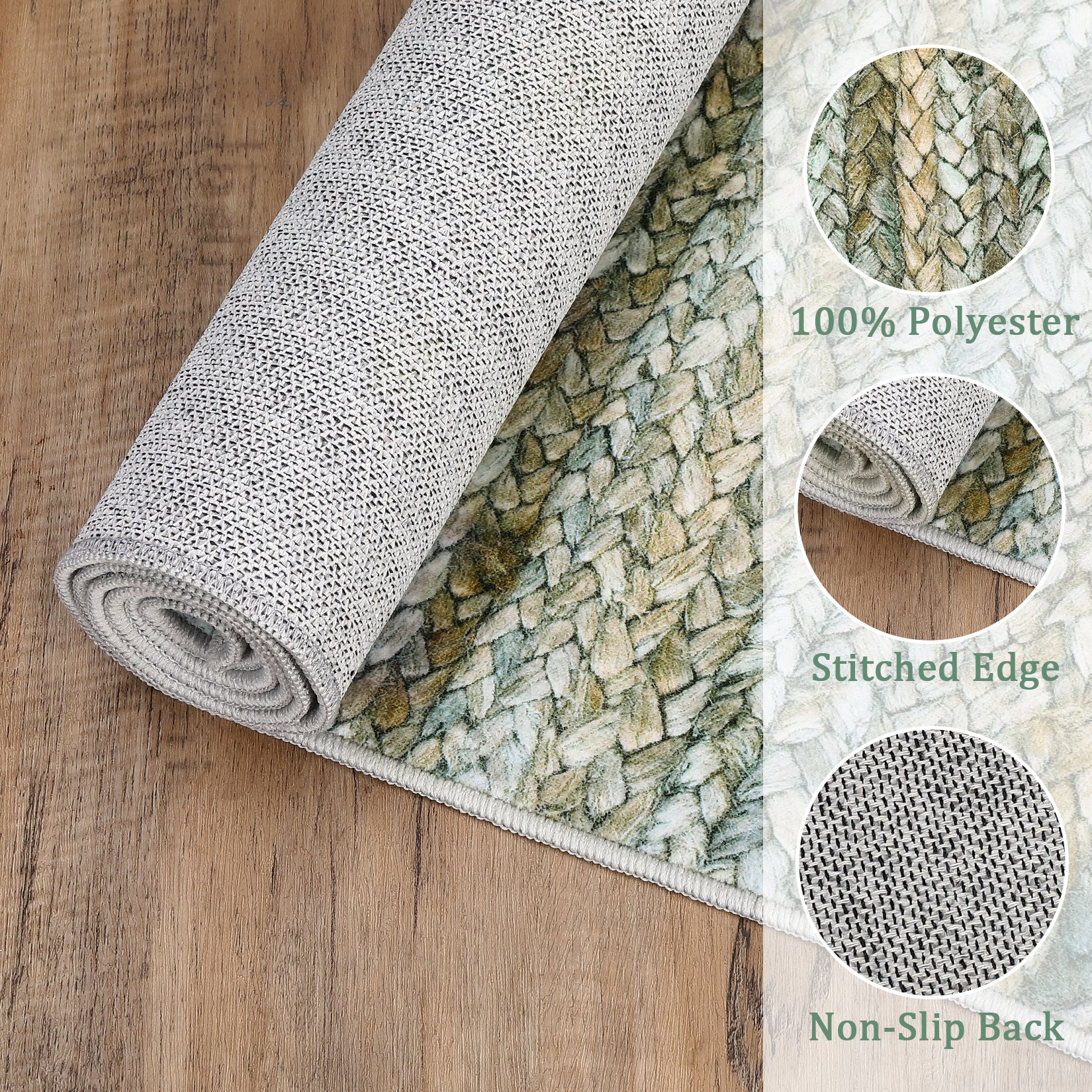 Garvee Modern Green Camel 10x13 Rug Washable Large Area Rug Living Room Rug Non-Slip Soft Bedroom Rug Modern Striped Woven Printed Rug Low Pile Modern Rug Non Shedding Netural Rug Colorful Rug