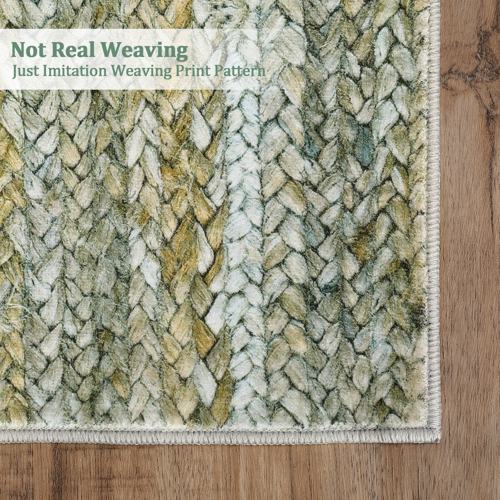 Garvee Modern Green Camel 10x13 Rug Washable Large Area Rug Living Room Rug Non-Slip Soft Bedroom Rug Modern Striped Woven Printed Rug Low Pile Modern Rug Non Shedding Netural Rug Colorful Rug