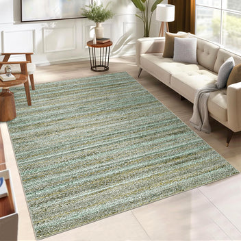 Garvee Modern Green Camel 9x12 Washable Rug Large Area Rug for Living Room Bedroom Modern Gradient Woven Print Rug Neutral Accent Rug Non Shedding Soft Indoor Throw Carpet for Palyroom Classroom
