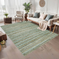 Garvee Modern Green Camel 10x13 Rug Washable Large Area Rug Living Room Rug Non-Slip Soft Bedroom Rug Modern Striped Woven Printed Rug Low Pile Modern Rug Non Shedding Netural Rug Colorful Rug