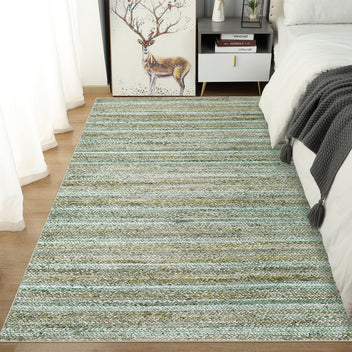Garvee Modern Green Camel 5x7 Washable Area Rug for Bedroom Living Room Cream Rug Modern Indoor Accent Rug Low Pile Dining Room Rug Non Slip Kitchen Rug Contemporary Woven Printed Rug Foldable Rug