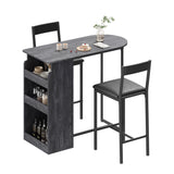 Garvee Bar Table and Chairs Set, Pub Table and Chairs Set for 2, 3 Piece Table Set with Three Tier Storage Shelf for Living Room,Dining Room,Small Apt, Grey - Stone Grey