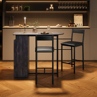 Garvee Bar Table and Chairs Set, Pub Table and Chairs Set for 2, 3 Piece Table Set with Three Tier Storage Shelf for Living Room,Dining Room,Small Apt, Grey