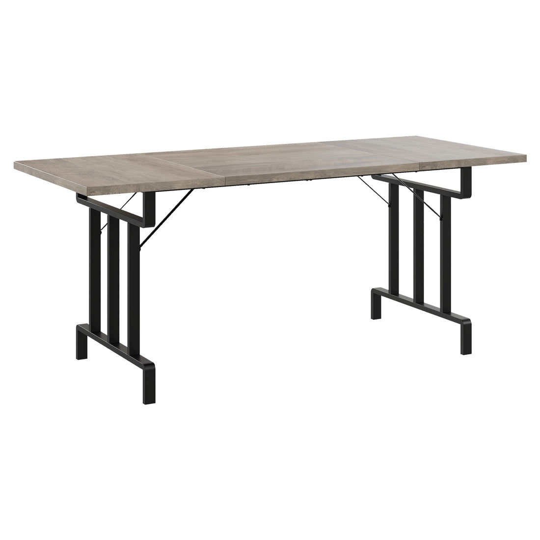 Garvee Farmhouse Dining Table for 6-8 People, 70.87" Rectangular Wood Dining Table, Rustic Style Kitchen Table with Heavy Duty Metal Legs for Dining Room, Home Office, Living Room, Grey