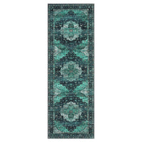 Garvee Persian Green 2x6 Area Machine Washable Vintage Printed Soft Low Pile Rugs, Oriental Accent Carpet with Non-Slip Backing, Stain-Resistant Distressed Floor Carpet for Living Room, Hallway, Laundry