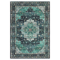 Garvee Persian Green 9x12 Machine Washable Area Rugs, Large Indoor Vintage Floor Carpet, Stain-Resistant Soft Low Pile Distressed Accent Carpet with Non-Slip Backing for Living Room, Bedroom, Green