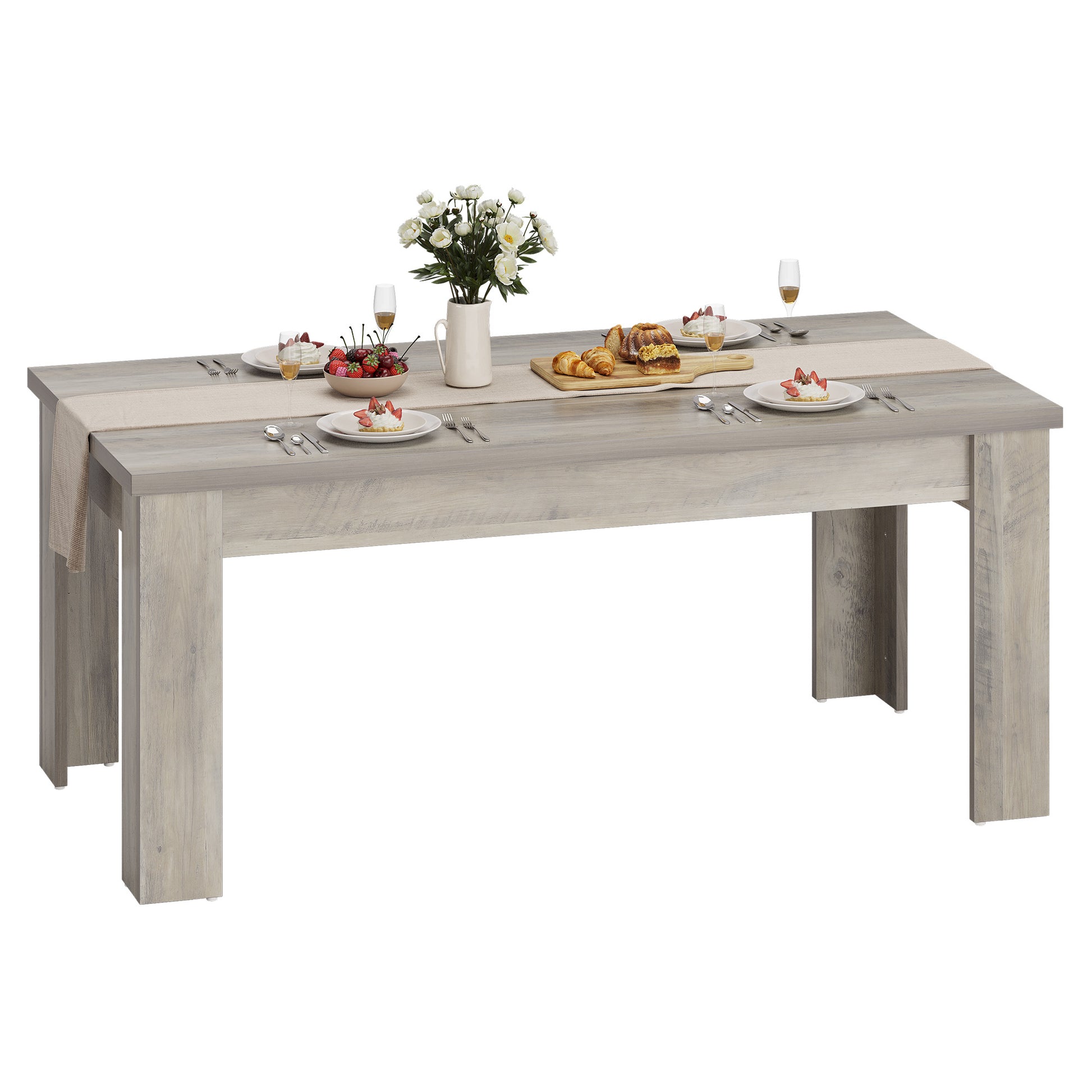 Garvee Dining Table for 4-6, Rectangular Dining Table, Dining Room Table, Kitchen Table with Large Table Top, Dinner Table, Farmhouse Dining Table for Dining Room, Kitchen, Living Room, Gray