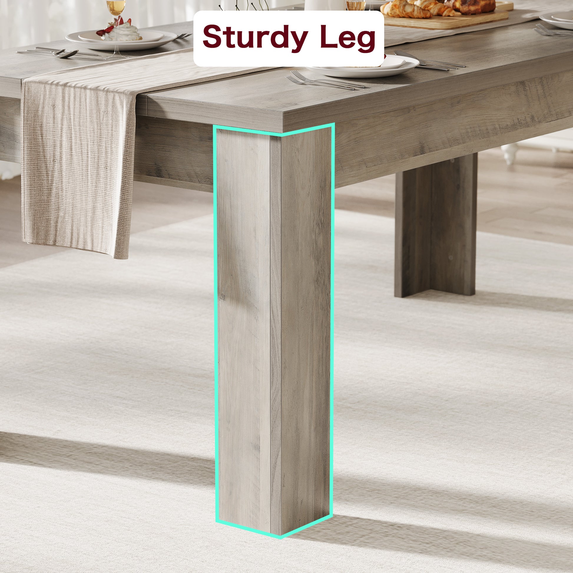 Garvee Dining Table for 4-6, Rectangular Dining Table, Dining Room Table, Kitchen Table with Large Table Top, Dinner Table, Farmhouse Dining Table for Dining Room, Kitchen, Living Room, Gray