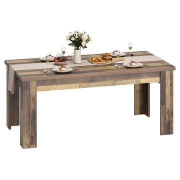 Garvee Dining Table for 4-6, Dining Tables, Dining Room Table with 1.18" Thickened Tabletop, Rectangular Large Kitchen Dining Table, Dinner Table for Kitchen, Dining Room, Living Room, Brown