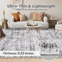 Garvee Persian Grey 9x12 Washable Area Rug for Living Room, Soft Vintage Distressed Large Bedroom Rug Retro Farmhouse Non Slip Low Pile Indoor Foldable Carpet for Dining Room Office