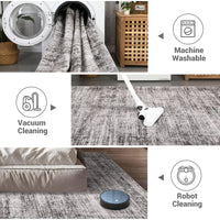 Garvee Persian Taupe 6x9 Area Washable Rugs, Soft Vintage Distressed Large Living Room Rug Retro Farmhouse Non Slip Low Pile Indoor Foldable Carpet for Bedroom Dining Room Office