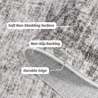 Garvee Persian Taupe 5x7 Area Washable Rugs, Soft Vintage Distressed Large Living Room Rug Retro Farmhouse Non Slip Indoor Foldable Thin Carpet for Bedroom Dining Room Office