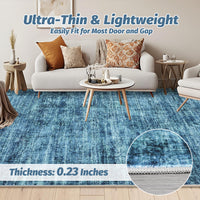 Garvee Persian Blue 10x13 Washable Area Rug for Living Room, Soft Vintage Distressed Large Bedroom Rug Retro Farmhouse Non Slip Low Pile Indoor Foldable Carpet for Dining Room Office