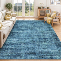 Garvee Persian Blue 8x10 Washable Area Rug, Soft Vintage Distressed Large Living Room Rug Retro Farmhouse Non Slip Low Pile Indoor Foldable Carpet for Bedroom Dining Room Office