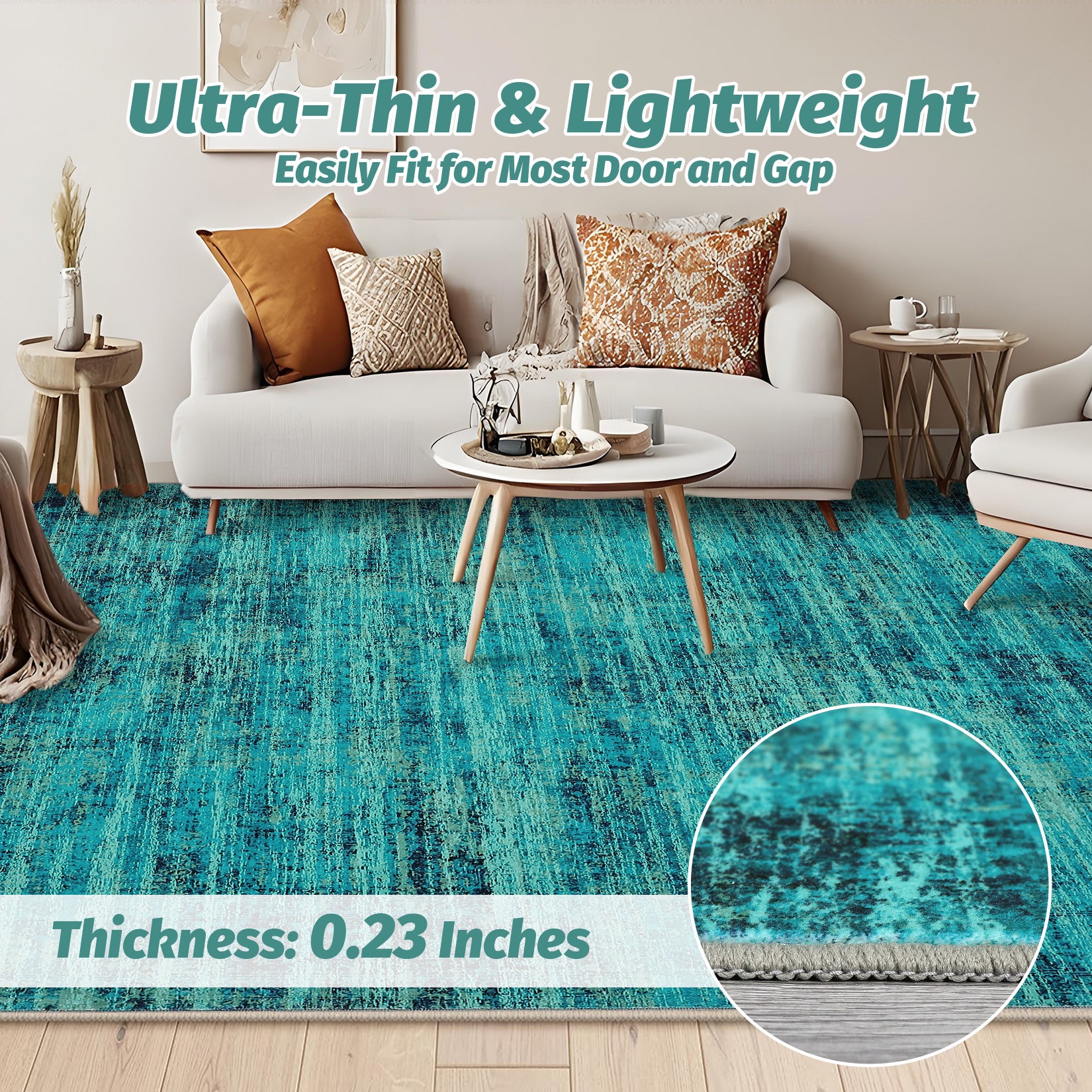 Garvee Persian Green Pine 5x7 Area Washable Rugs, Soft Vintage Distressed Large Living Room Rug Retro Farmhouse Non Slip Indoor Foldable Thin Carpet for Bedroom Dining Room Office