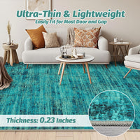Garvee Persian Green Pine 8x10 Washable Area Rug for Living Room, Soft Vintage Distressed Large Bedroom Rug Retro Farmhouse Non Slip Low Pile Indoor Foldable Carpet for Dining Room Office