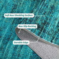 Garvee Persian Green Pine 5x7 Area Washable Rugs, Soft Vintage Distressed Large Living Room Rug Retro Farmhouse Non Slip Indoor Foldable Thin Carpet for Bedroom Dining Room Office