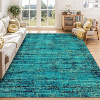 Garvee Persian Green Pine 8x10 Washable Area Rug for Living Room, Soft Vintage Distressed Large Bedroom Rug Retro Farmhouse Non Slip Low Pile Indoor Foldable Carpet for Dining Room Office