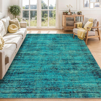 Garvee Persian Green Pine 8x10 Washable Area Rug for Living Room, Soft Vintage Distressed Large Bedroom Rug Retro Farmhouse Non Slip Low Pile Indoor Foldable Carpet for Dining Room Office