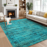 Garvee Persian Green Pine 6x9 Area Washable Rugs, Soft Vintage Distressed Large Living Room Rug Retro Farmhouse Non Slip Low Pile Indoor Foldable Carpet for Bedroom Dining Room Office - Green Pine