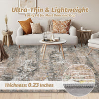 Garvee Washable Area Rugs for Living Room, 9x12 Soft Vintage Large Bedroom Rug Foldable Non-Slip Low Pile Farmhouse Area Rug Carpet for Dining Room Home (Taupe, 9'x12')