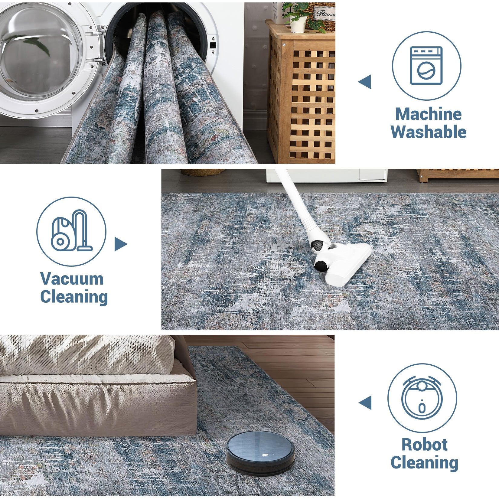 Garvee Vintage Area Rug, 9x12 Boho Washable Large Living Room Bedroom Rug Retro Non-Slip Non-Shedding Low Pile Farmhouse Area Rug for Dining Room Home