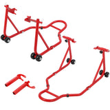 Garvee 850 LB Motorcycle Stand Lift – Front/Rear Combo with Wheel Fork & U+L Swingarm Spool Stand, Universal Paddock Lift for Bikes Red - Red