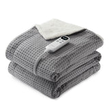 Garvee Waffle Heated Throw Blanket, Machine Washable Electric Blankets Fast Heating with LCD Controller, 6 Heat Levels & 1-4H Time Settings, ETL Certified Heat Throw for Couch, Grey, 50" x 60" - Grey-Waffle