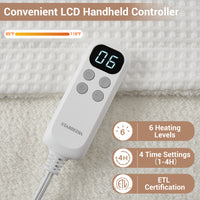 Garvee Waffle Heated Throw Blanket, Machine Washable Electric Blankets Fast Heating with LCD Controller, 6 Heat Levels & 1-4H Time Settings, ETL Certified Heat Throw for Couch, White, 50" x 60"