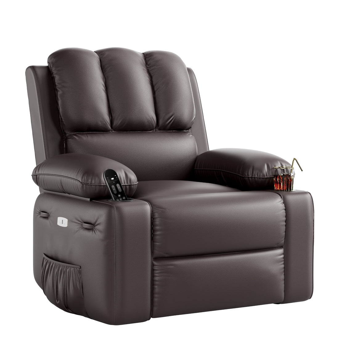 Garvee 27" Width Electric Power Oversized Rocker Swivel Recliner Chair, USB Charger Lazy Boy for Adults, w/Vibrating Massage and Heating, 1.5X Sponge Filling for Living Room, Bedroom and Nursery