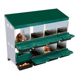 GARVEE 8-Compartment Roll-Away Chicken Nest Box - Green w/Lid Cover for Coop Laying Boxes, Nesting Boxes for Hens - Green