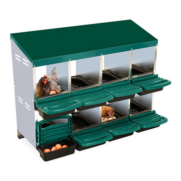 GARVEE 8-Compartment Roll-Away Chicken Nest Box - Green w/Lid Cover for Coop Laying Boxes, Nesting Boxes for Hens