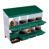 GARVEE 8-Compartment Roll-Away Chicken Nest Box - Green w/Lid Cover for Coop Laying Boxes, Nesting Boxes for Hens