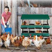 GARVEE 8-Compartment Roll-Away Chicken Nest Box - Green w/Lid Cover for Coop Laying Boxes, Nesting Boxes for Hens