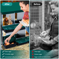 Garvee 10-Compartments Chicken Nest Box - Green Roll-Away Design w/Lid Cover & Legs for Coop Laying Boxes for Hens, Nest Boxes