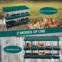 Garvee 10-Compartments Chicken Nest Box - Green Roll-Away Design w/Lid Cover & Legs for Coop Laying Boxes for Hens, Nest Boxes