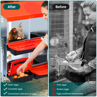 Garvee Chicken Nesting Box, 10 Compartments Nesting Boxes for Chickens, Chicken Laying Boxes, Roll Away Nesting Box for Chickens Laying Egg with Lid Cover to Protect Eggs, Red