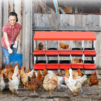 Garvee Chicken Nesting Box, 10 Compartments Nesting Boxes for Chickens, Chicken Laying Boxes, Roll Away Nesting Box for Chickens Laying Egg with Lid Cover to Protect Eggs, Red
