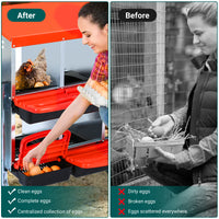 GARVEE 10-Compartments Chicken Nest Box - Red Roll-Away Design w/Lid Cover & Legs for Coop Laying Boxes for Hens, Nest Boxes