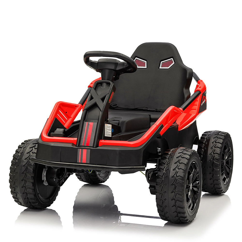 Garvee 24V Ride On Toy for Big Kids, 6MPH 200W 4x4 Ride On Car w/Parent Remote, Metal Frame, Headlights, Shock Absorbers, Music, Horn, Battery Powered Electric Cars for Kids, Red