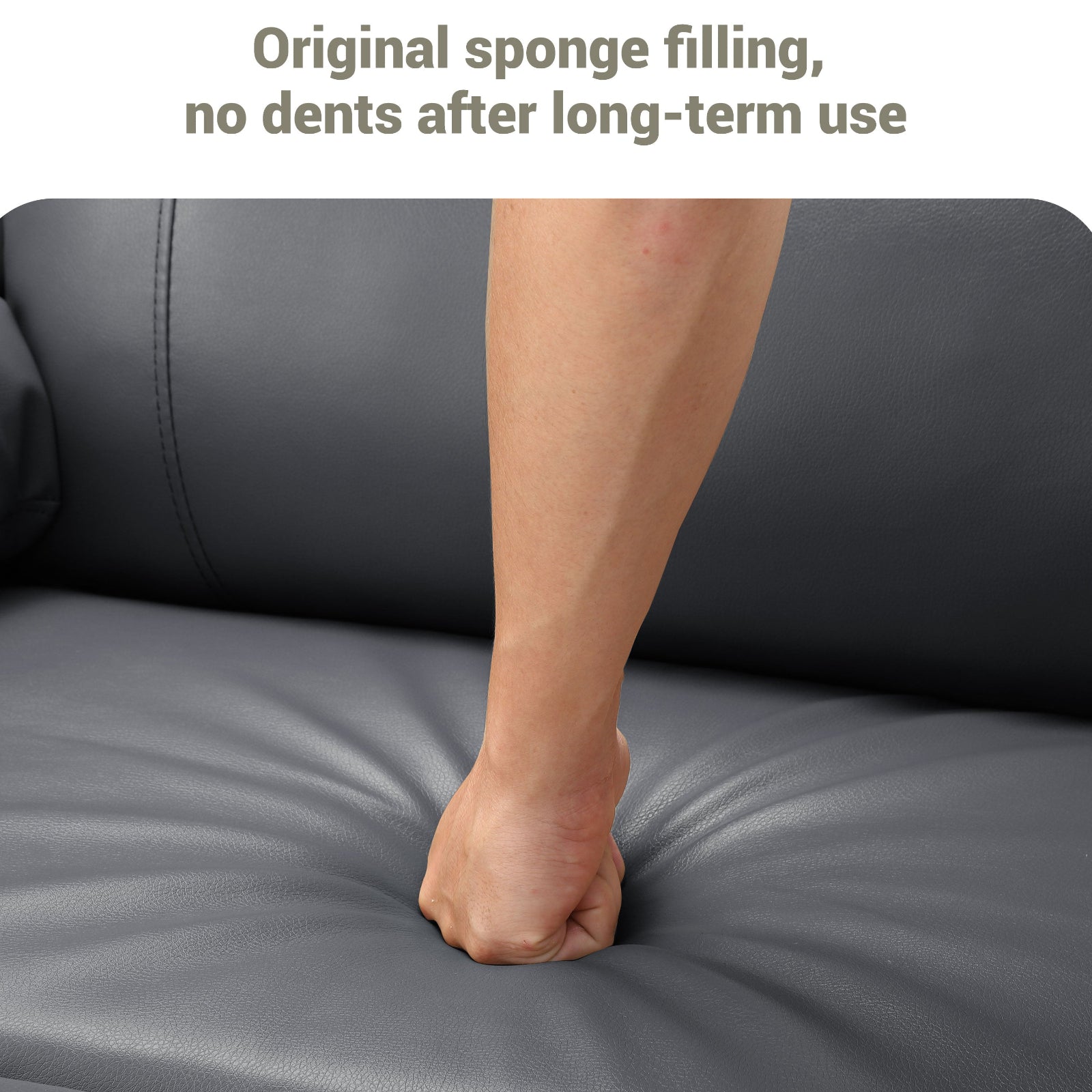 Garvee Leather Recliner Chair, Manual Rocking Recliner w/Comfortable Arms and Cup Holders for Living Room CF8011 - Grey, Medium