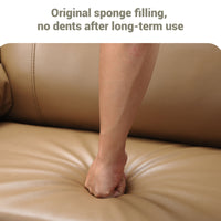 Garvee Large PU Leather Manual Recliner Chair with Cup Holders, Padded Arms, Durable Leather, Living Room Relaxation, Tan