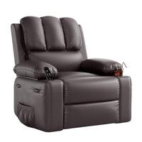 Garvee Leather Recliner Chair, Manual Rocking Recliner w/Comfortable Arms and Cup Holders for Living Room, Coffee