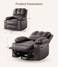 Garvee Leather Recliner Chair, Manual Rocking Recliner w/Comfortable Arms and Cup Holders for Living Room, Coffee