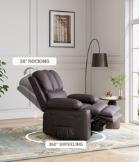 Garvee Leather Recliner Chair, Manual Rocking Recliner w/Comfortable Arms and Cup Holders for Living Room, Coffee